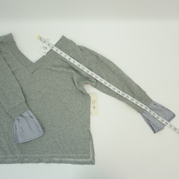 RD Style V Neck V Back Heather Gray Grey Top M - Picture 7 of 8